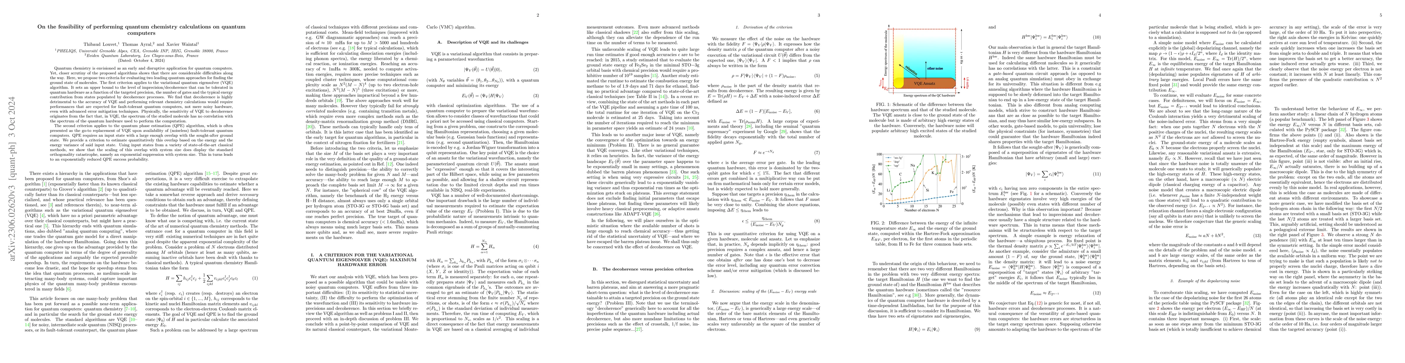 Thumbnail for Go-No go criteria for performing quantum chemistry calculations on
  quantum computers