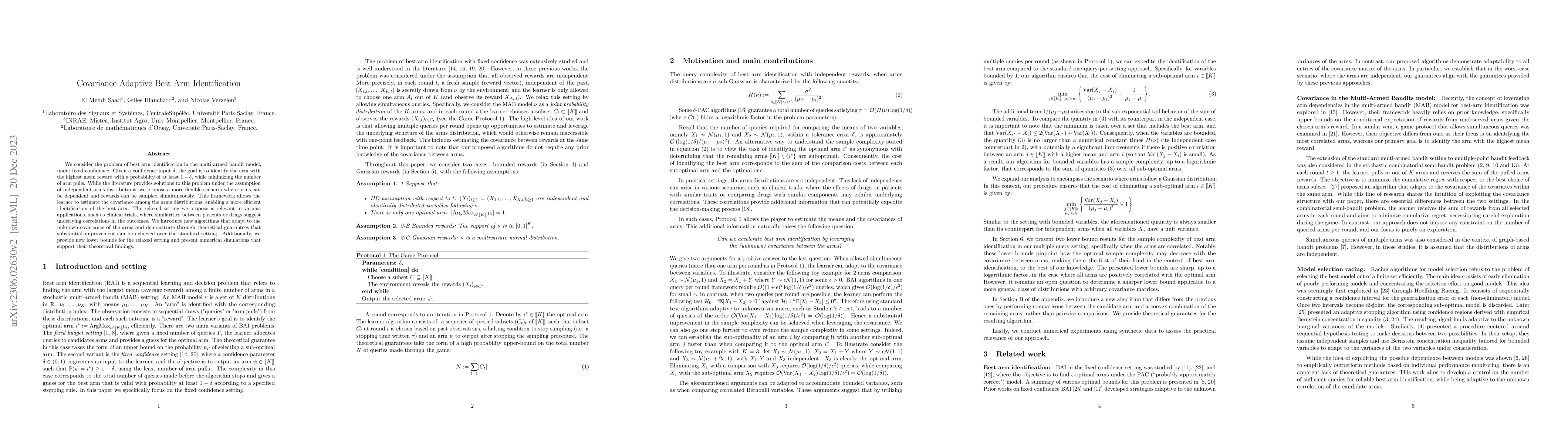 Thumbnail for Covariance Adaptive Best Arm Identification