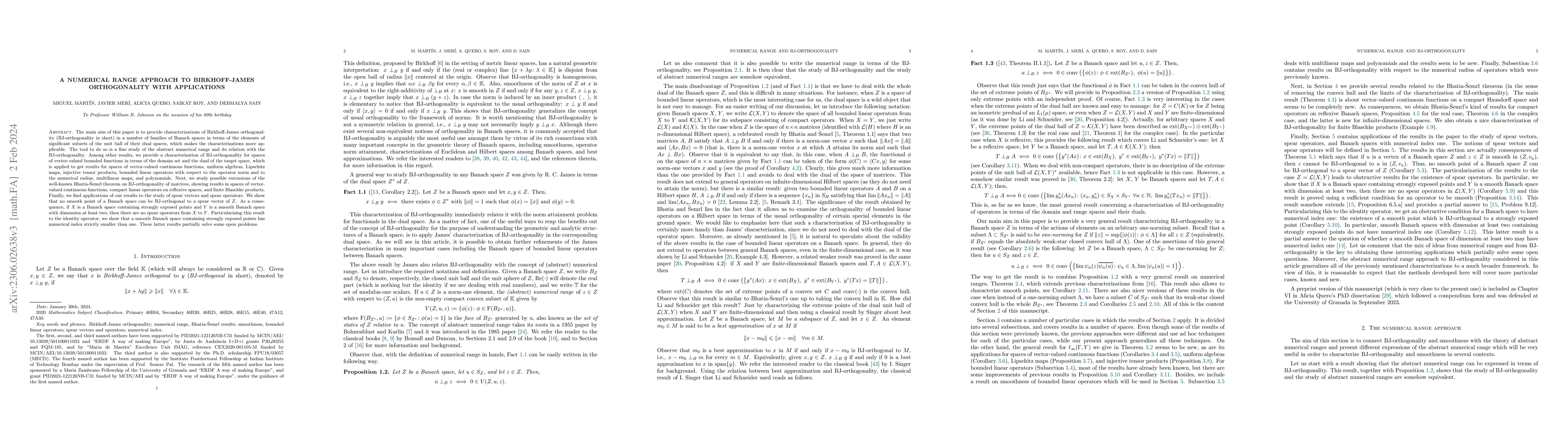 Thumbnail for A numerical range approach to Birkhoff-James orthogonality with
  applications