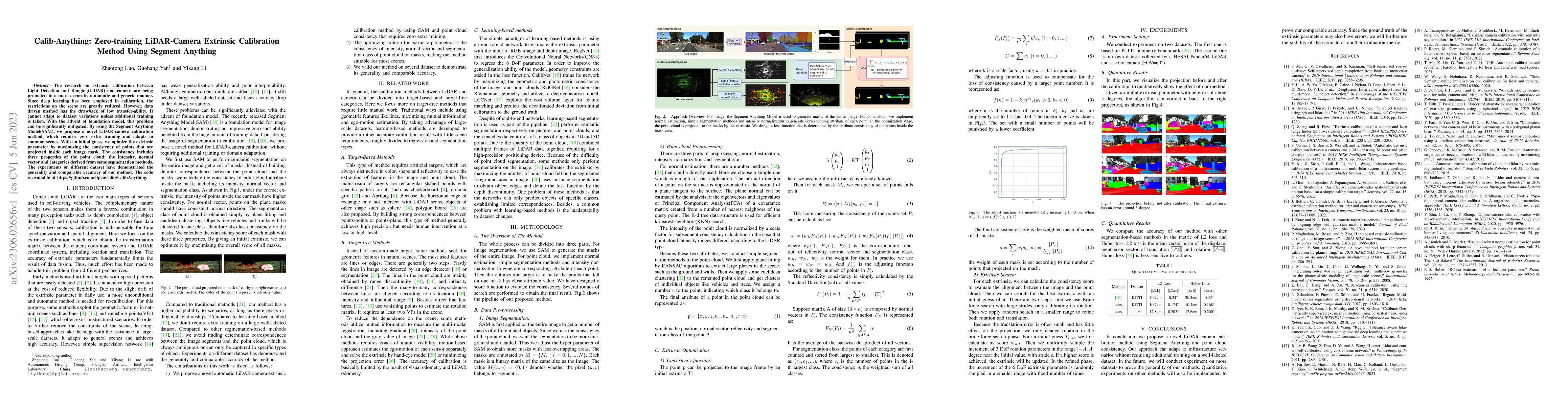 Thumbnail for Calib-Anything: Zero-training LiDAR-Camera Extrinsic Calibration Method
  Using Segment Anything