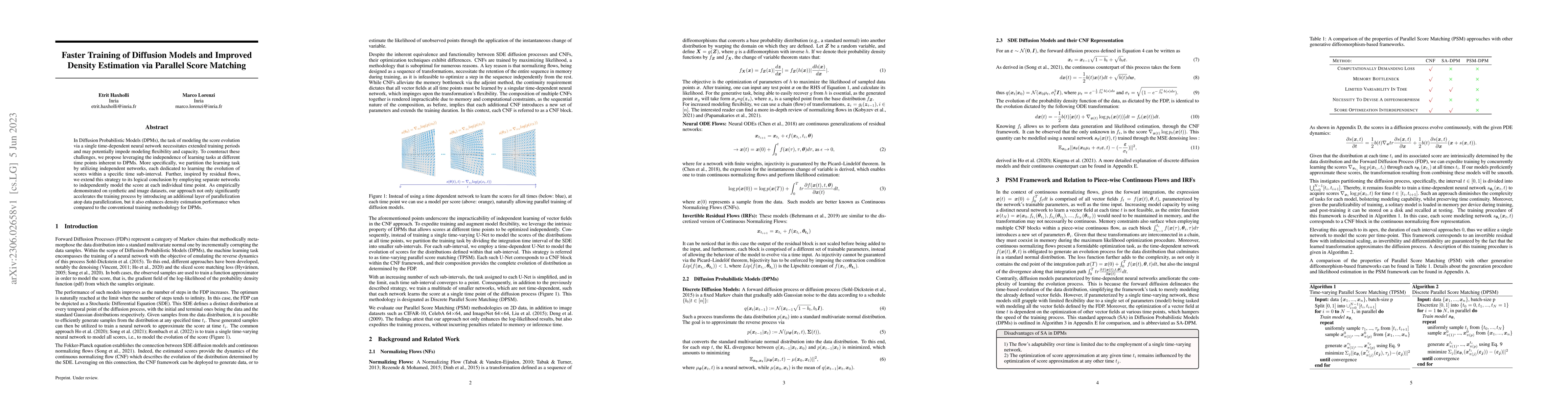 Thumbnail for Faster Training of Diffusion Models and Improved Density Estimation via
  Parallel Score Matching