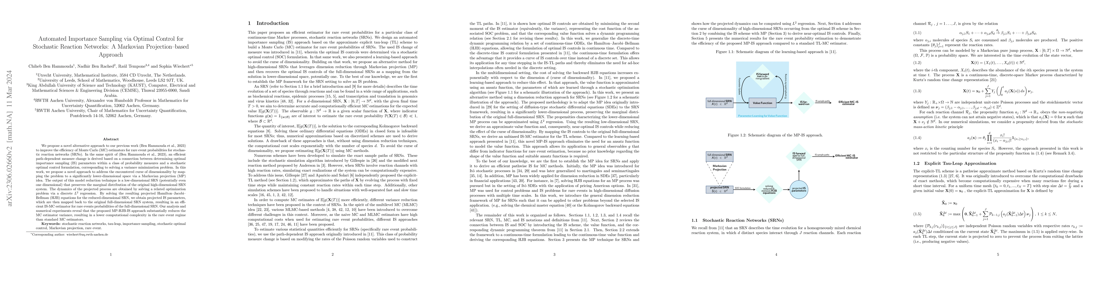 Thumbnail for Automated Importance Sampling via Optimal Control for Stochastic
  Reaction Networks: A Markovian Projection-based Approach