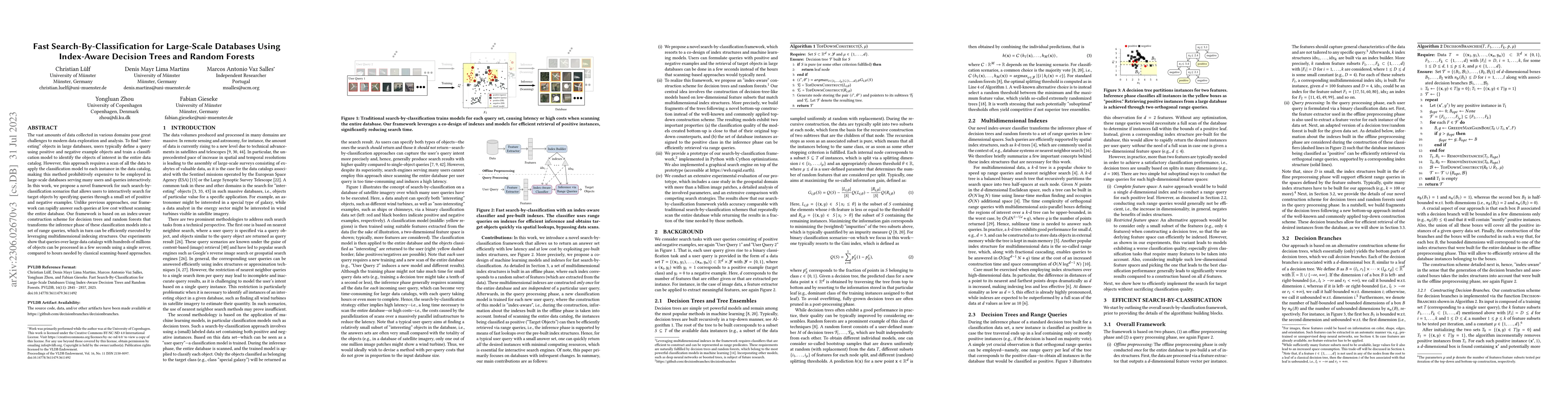 Thumbnail for Fast Search-By-Classification for Large-Scale Databases Using
  Index-Aware Decision Trees and Random Forests
