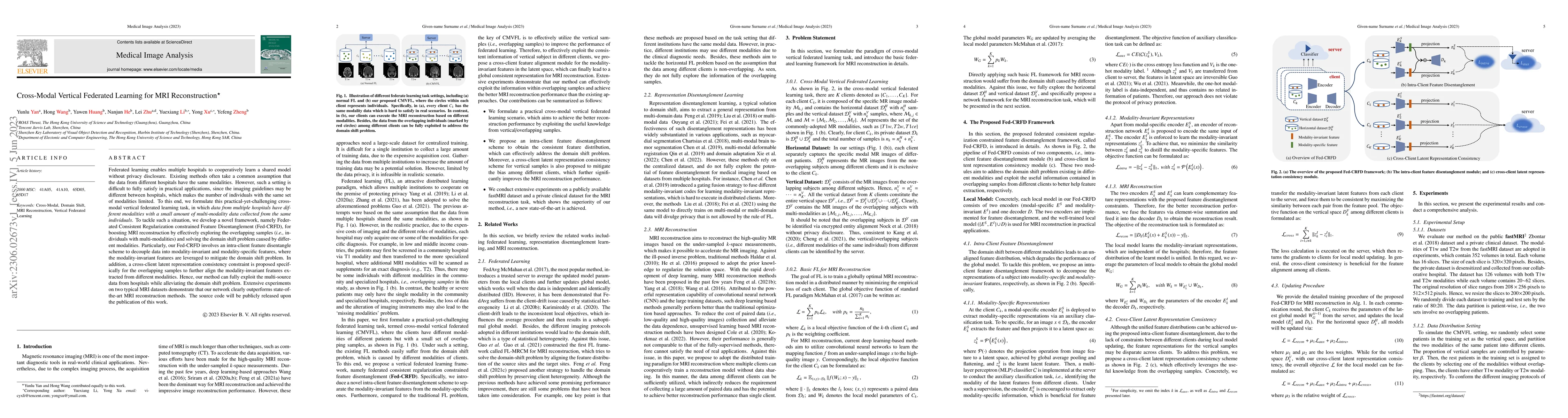 Thumbnail for Cross-Modal Vertical Federated Learning for MRI Reconstruction