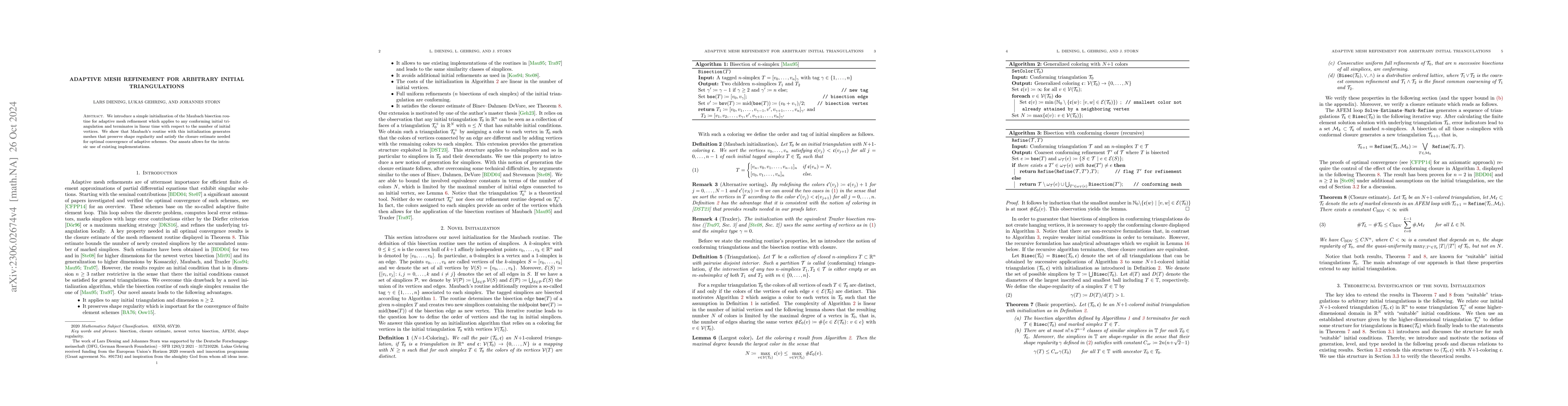 Thumbnail for Adaptive Mesh Refinement for arbitrary initial Triangulations