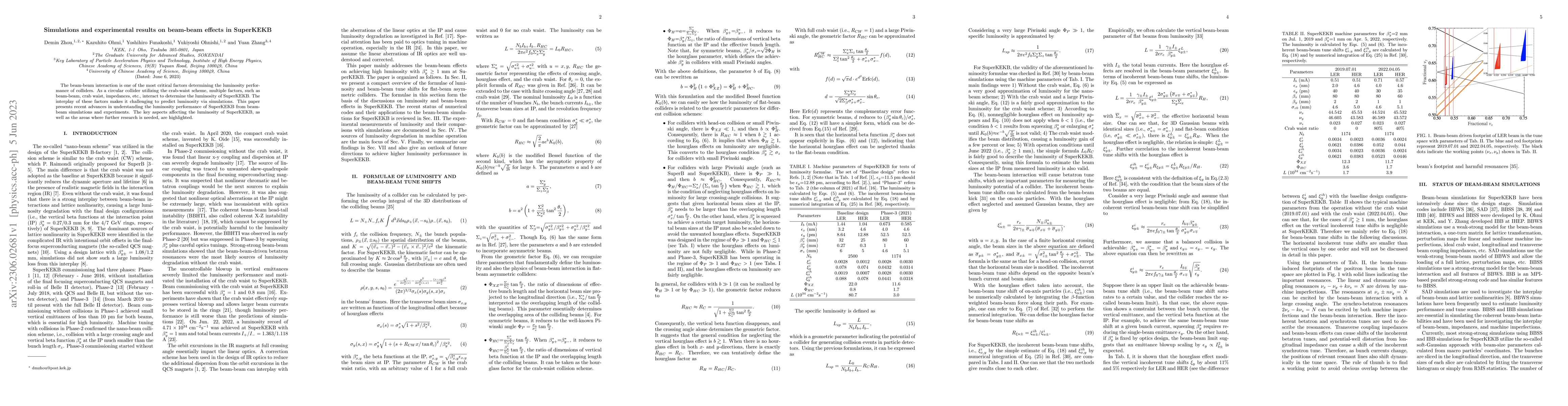 Thumbnail for Simulations and experimental results on beam-beam effects in SuperKEKB