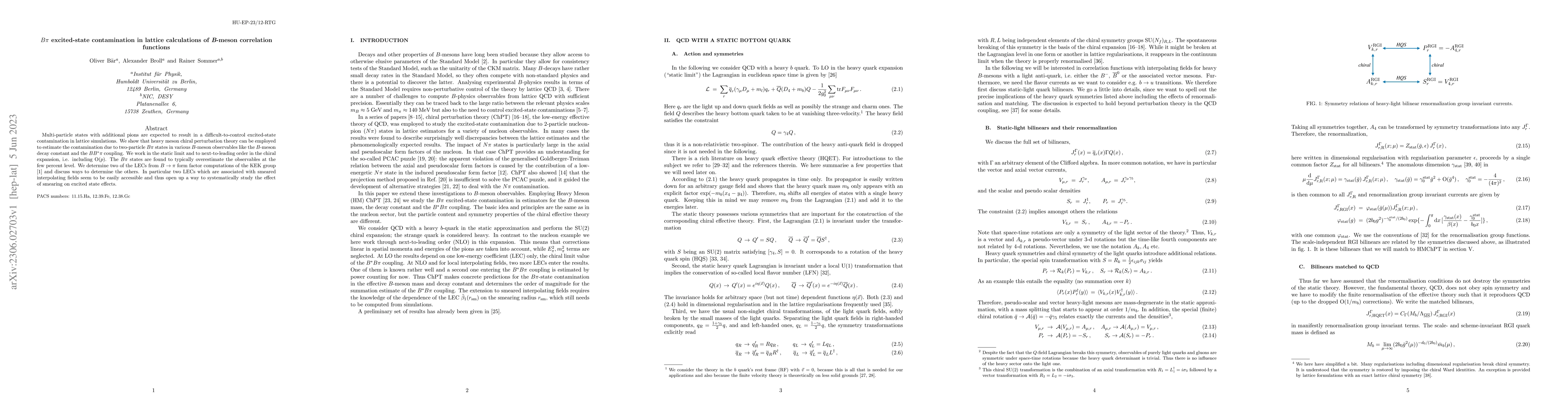 Thumbnail for $B\pi$ excited-state contamination in lattice calculations of B-meson
  correlation functions