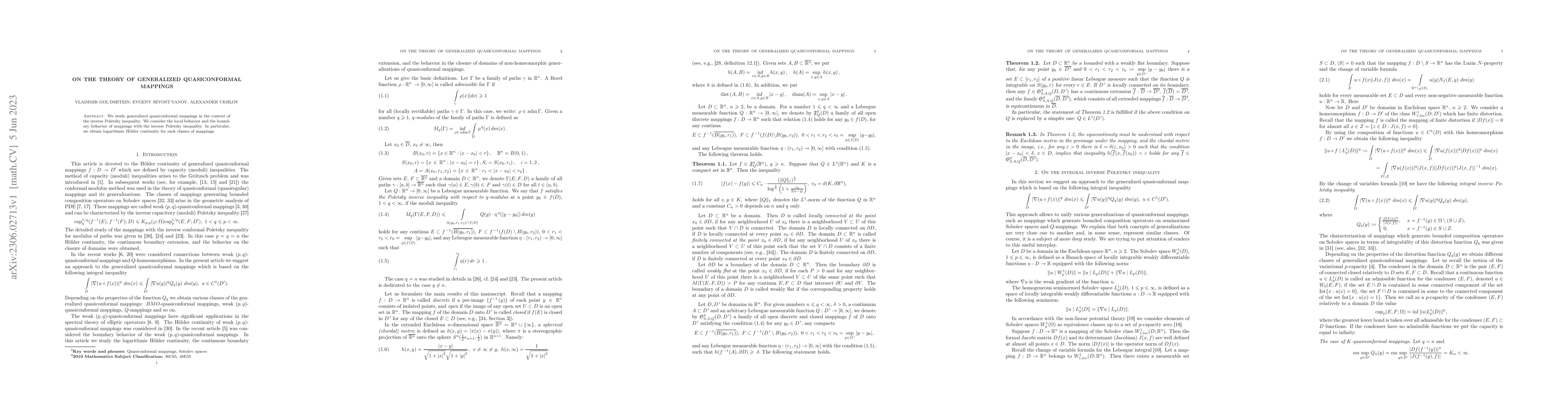 Thumbnail for On the theory of generalized quasiconformal mappings