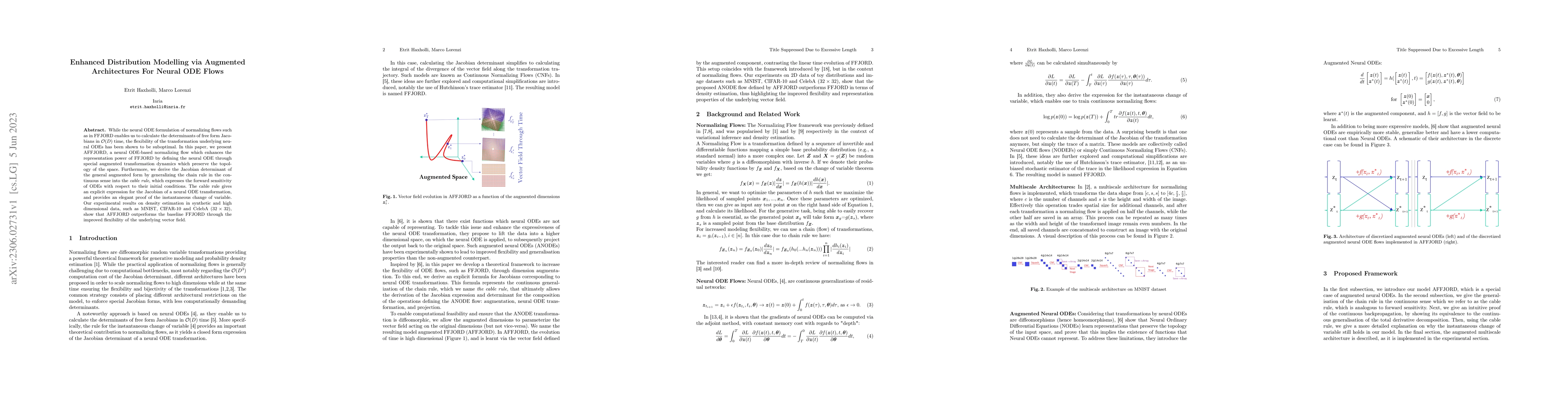 Thumbnail for Enhanced Distribution Modelling via Augmented Architectures For Neural
  ODE Flows