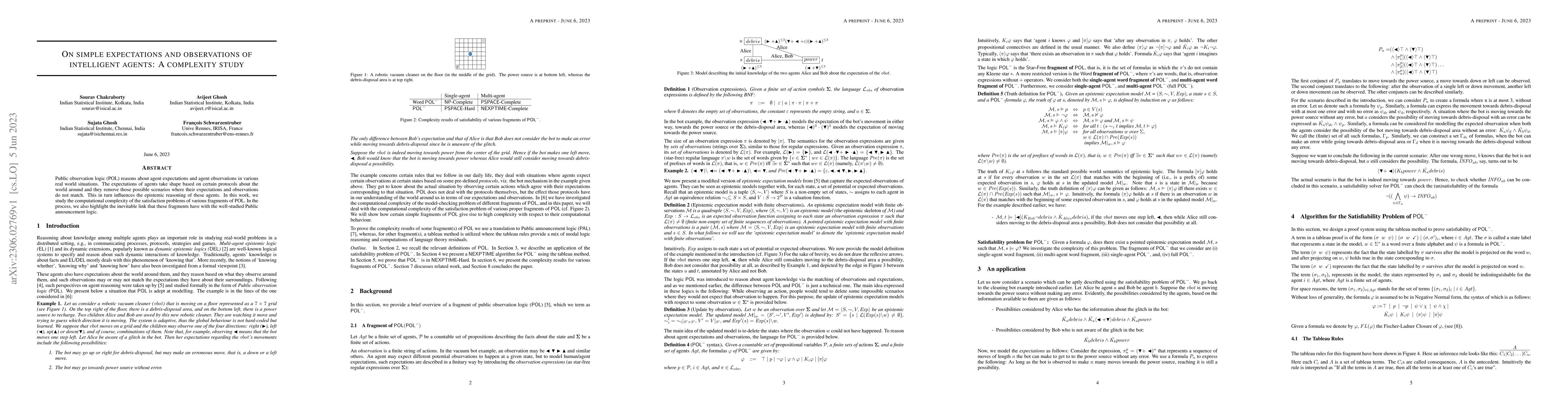Thumbnail for On simple expectations and observations of intelligent agents: A
  complexity study