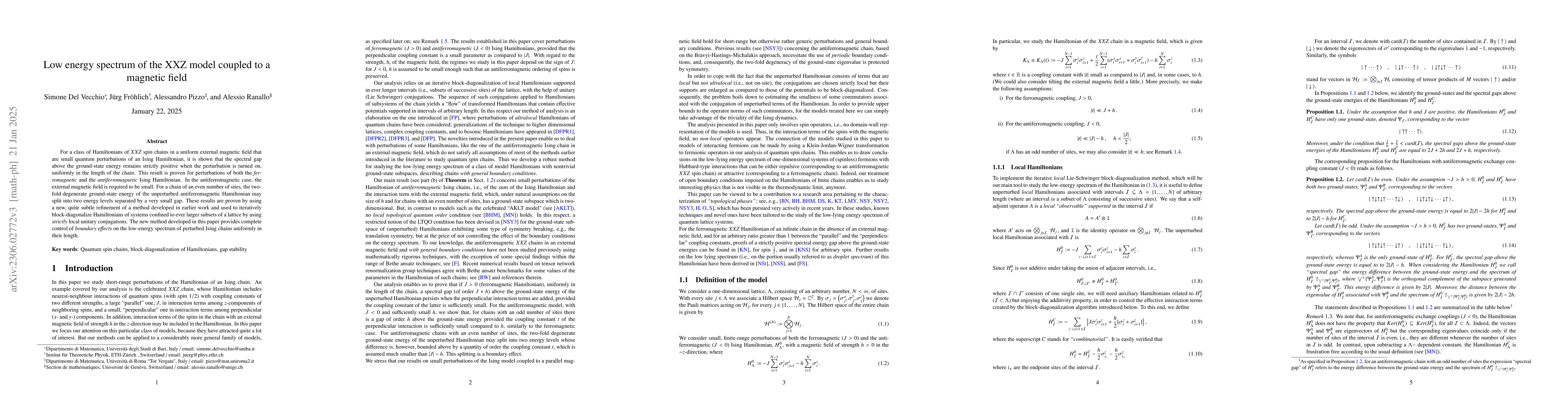 Thumbnail for Low energy spectrum of the XXZ model coupled to a magnetic field