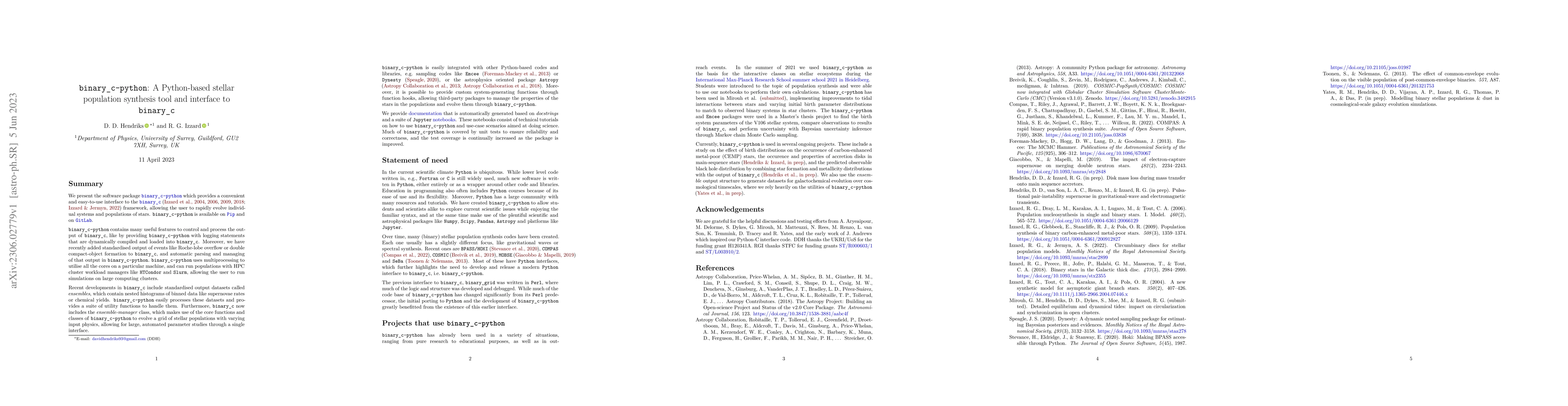 Thumbnail for binary_c-python: A Python-based stellar population synthesis tool and
  interface to binary_c