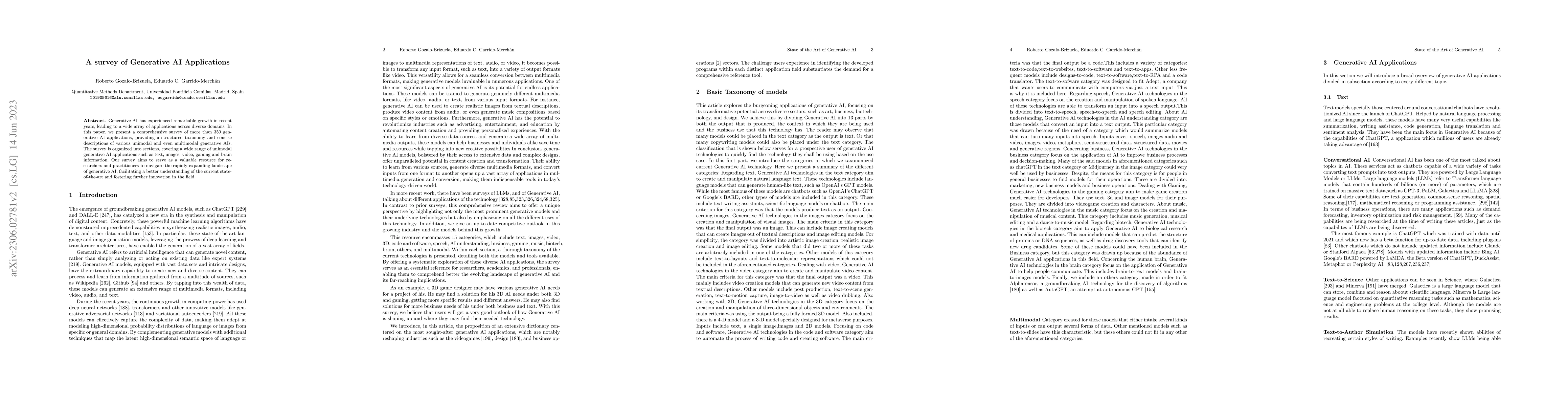 Thumbnail for A survey of Generative AI Applications