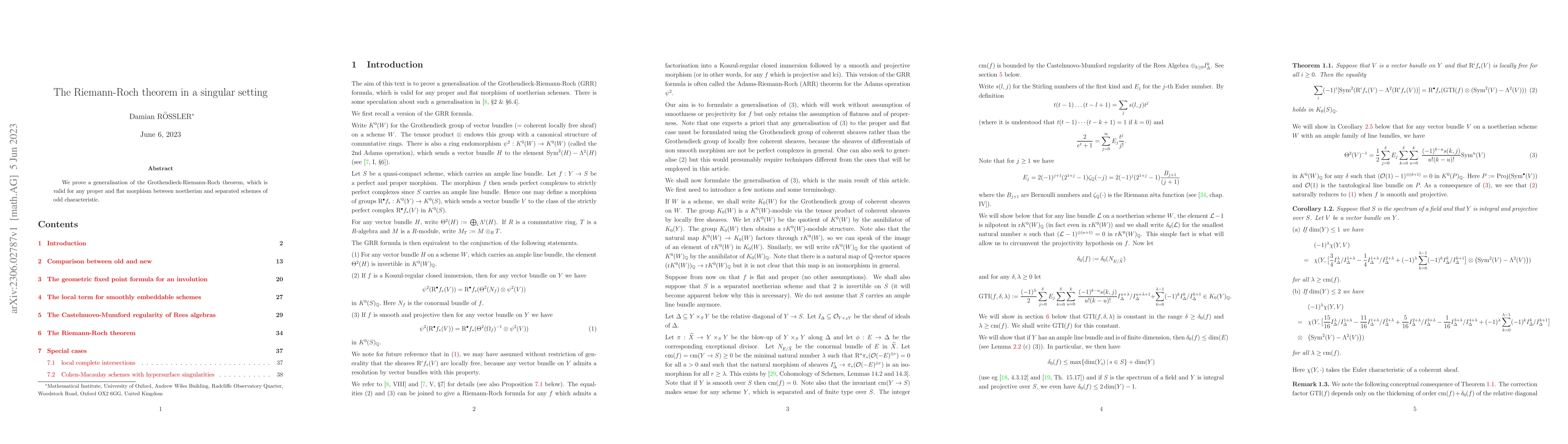 Thumbnail for The Riemann-Roch theorem in a singular setting
