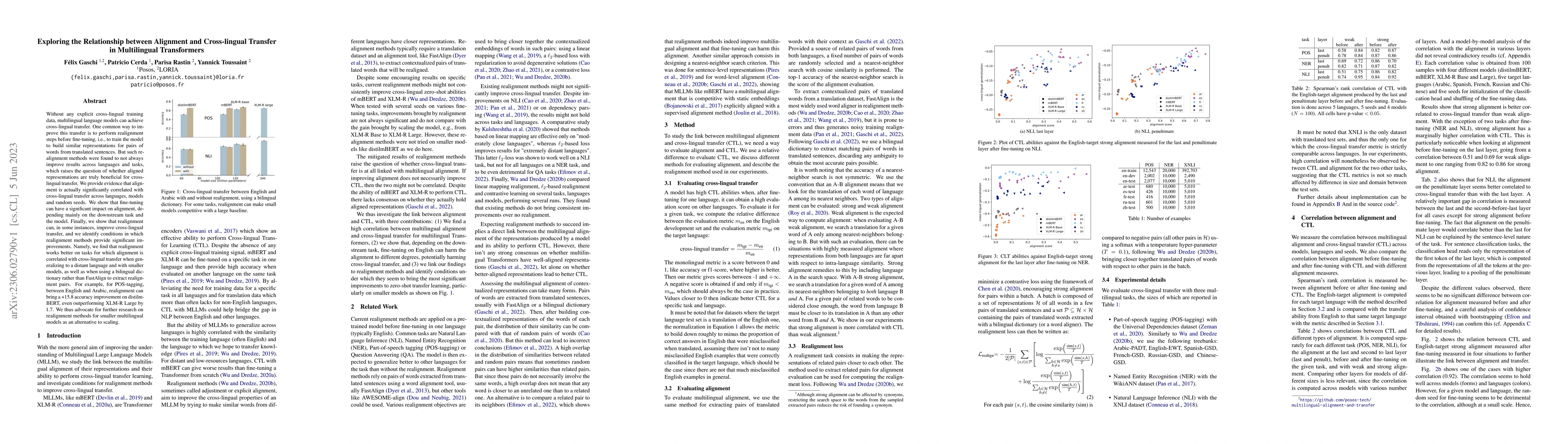 Thumbnail for Exploring the Relationship between Alignment and Cross-lingual Transfer
  in Multilingual Transformers