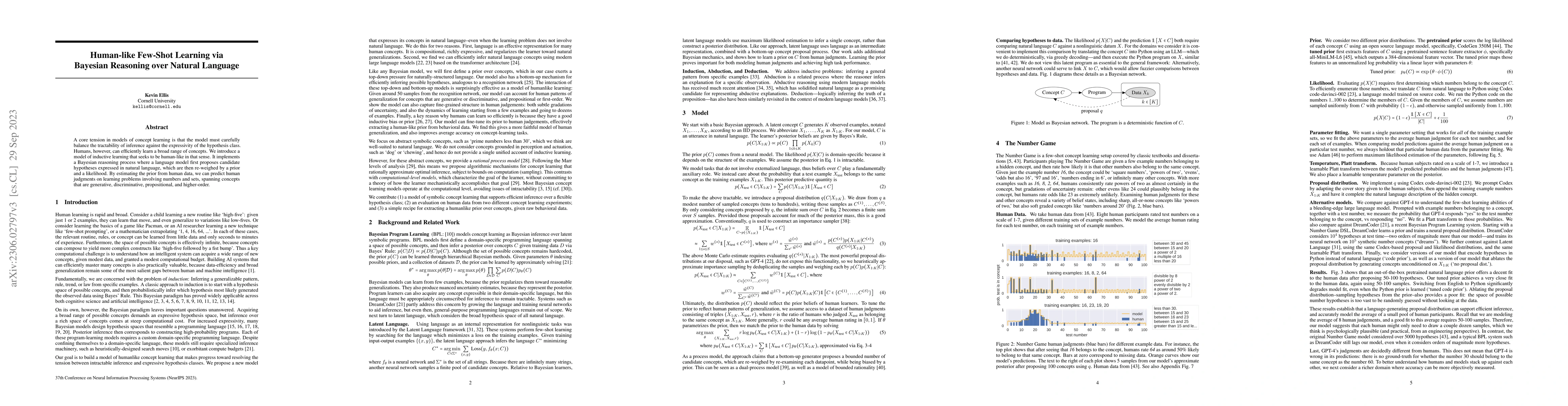Thumbnail for Human-like Few-Shot Learning via Bayesian Reasoning over Natural
  Language