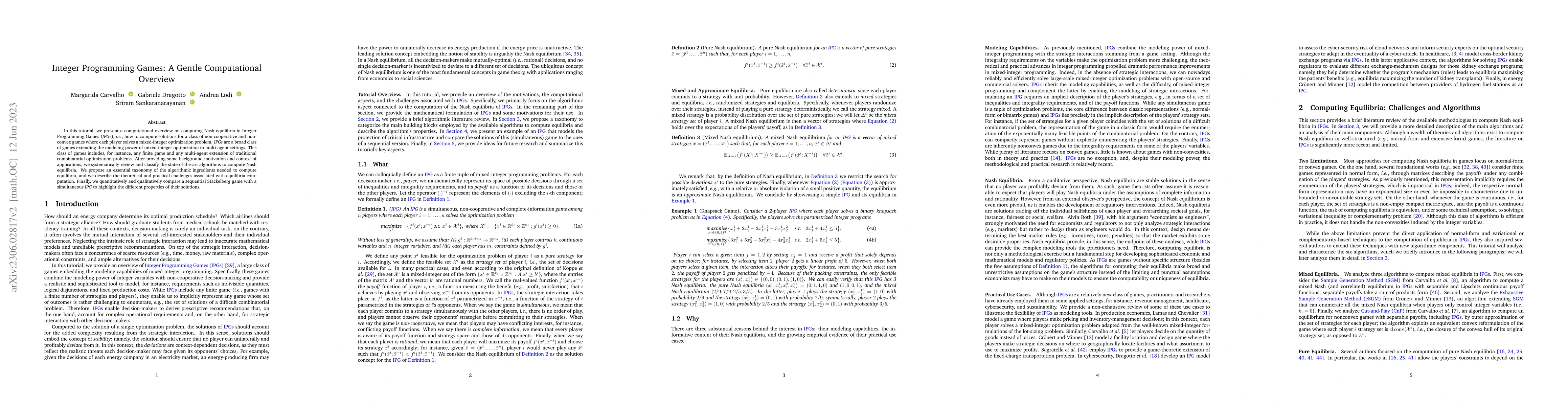 Thumbnail for Integer Programming Games: A Gentle Computational Overview