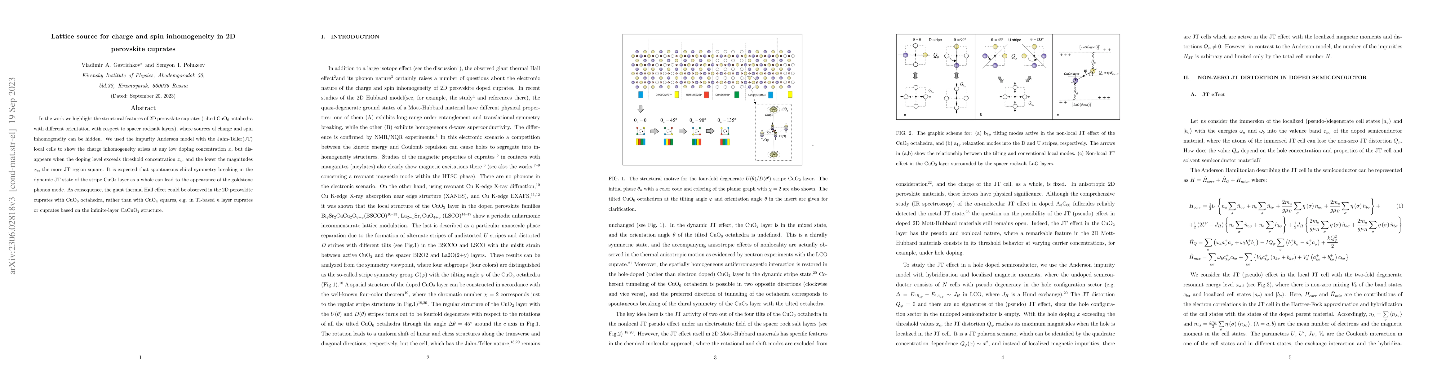 Thumbnail for Lattice source for charge and spin inhomogeneity in 2D perovskite
  cuprates