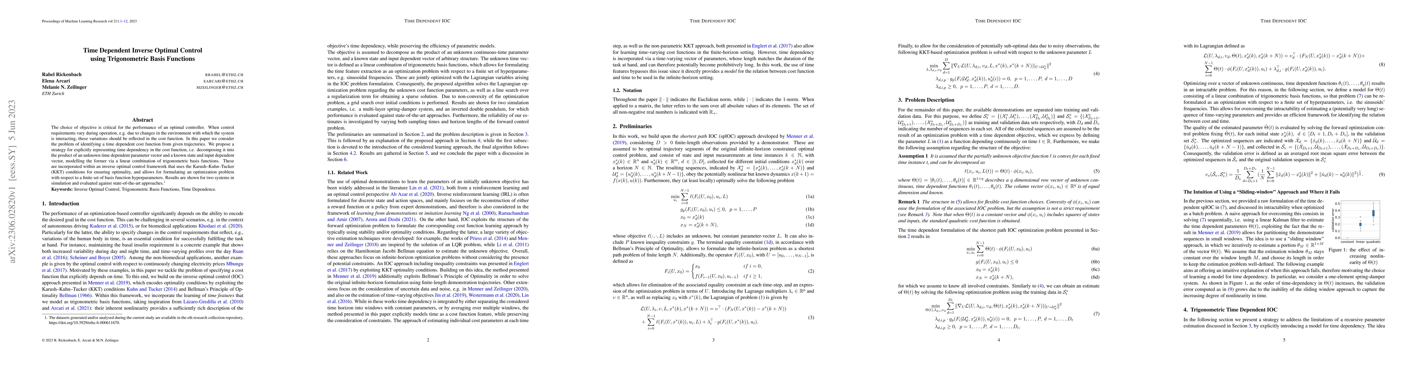 Thumbnail for Time Dependent Inverse Optimal Control using Trigonometric Basis
  Functions