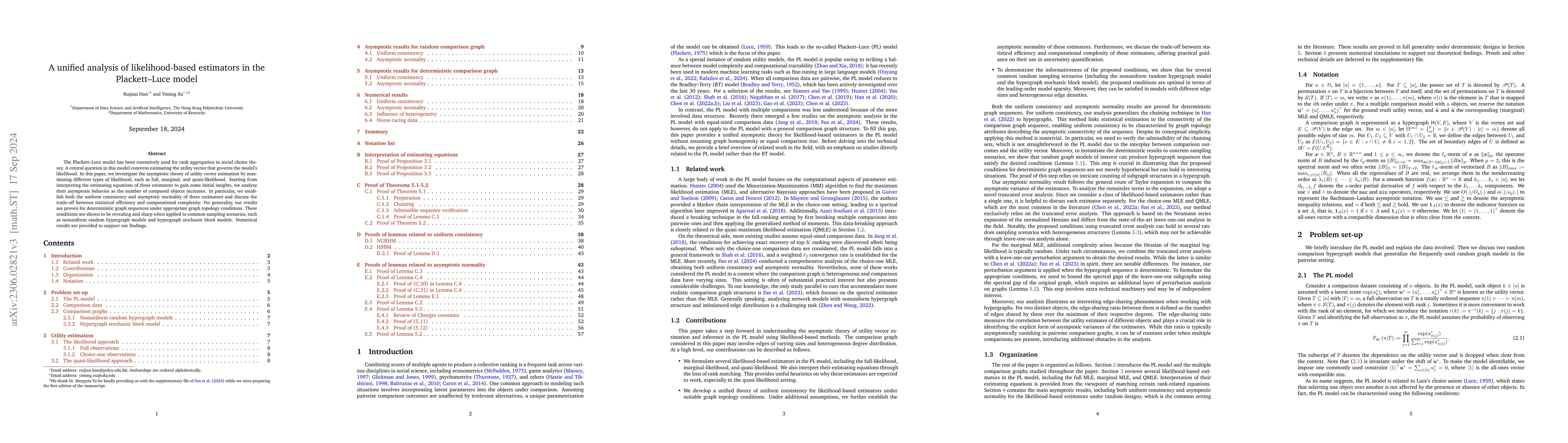 Thumbnail for A unified analysis of likelihood-based estimators in the Plackett--Luce
  model