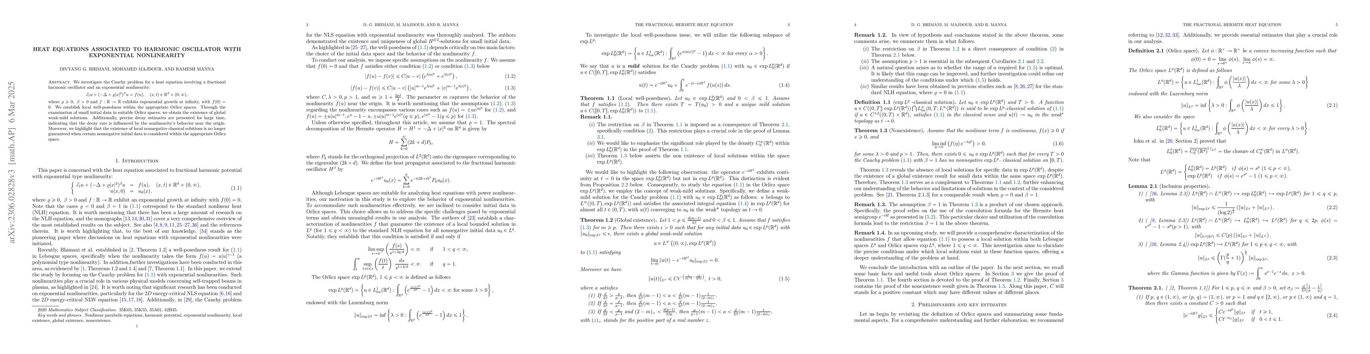 Thumbnail for Heat equations associated to harmonic oscillator with exponential
  nonlinearity