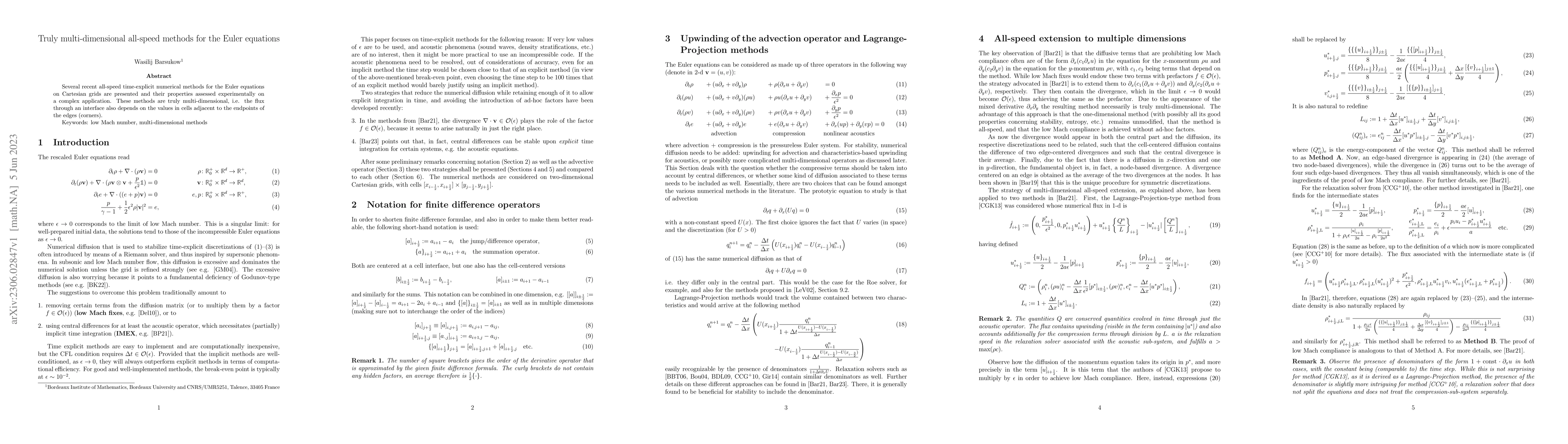 Thumbnail for Truly multi-dimensional all-speed methods for the Euler equations