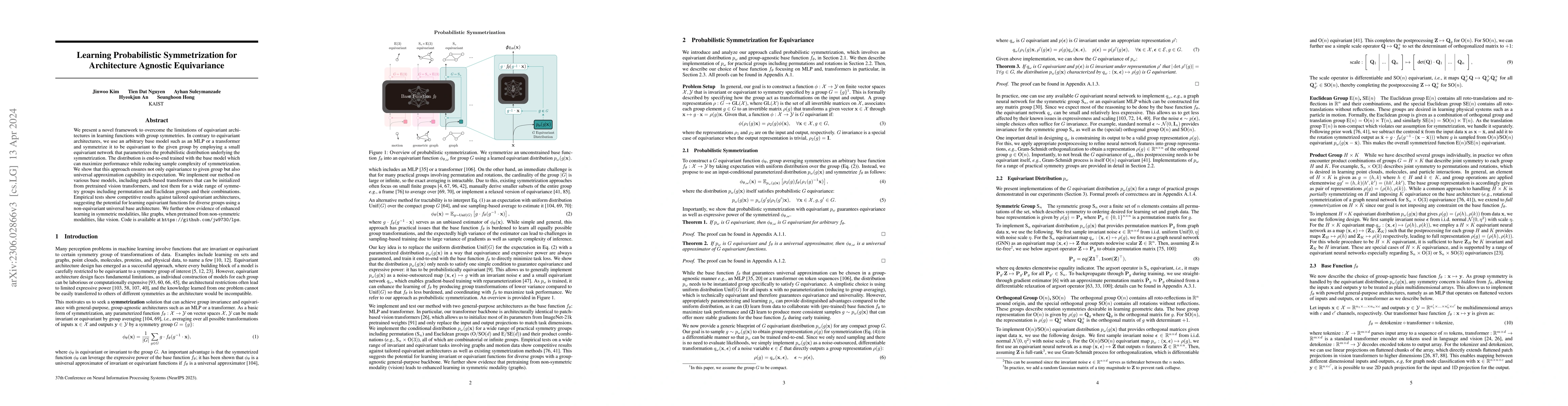 Thumbnail for Learning Probabilistic Symmetrization for Architecture Agnostic
  Equivariance