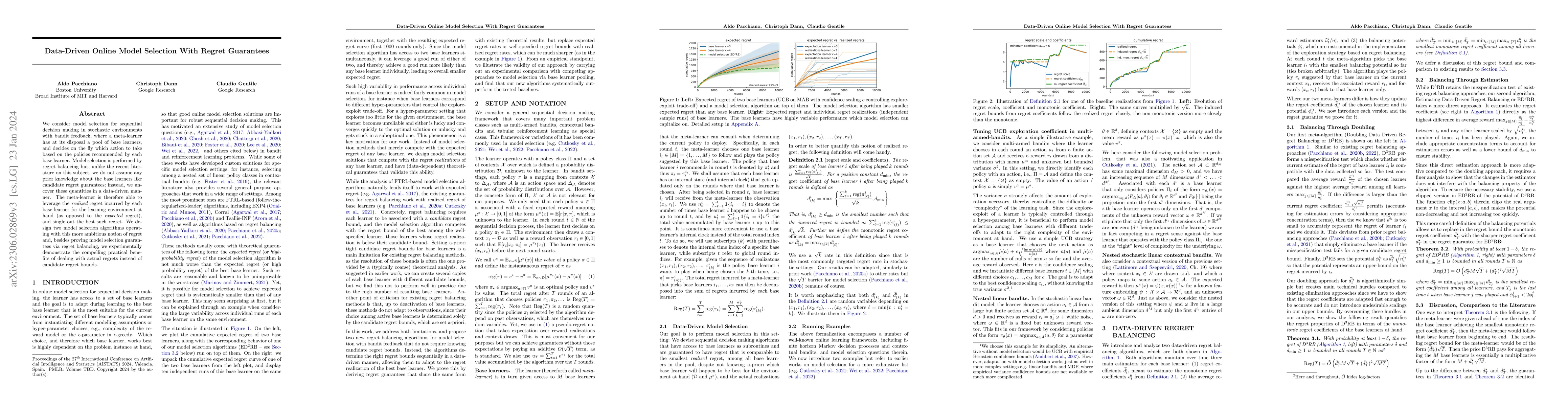 Thumbnail for Data-Driven Online Model Selection With Regret Guarantees