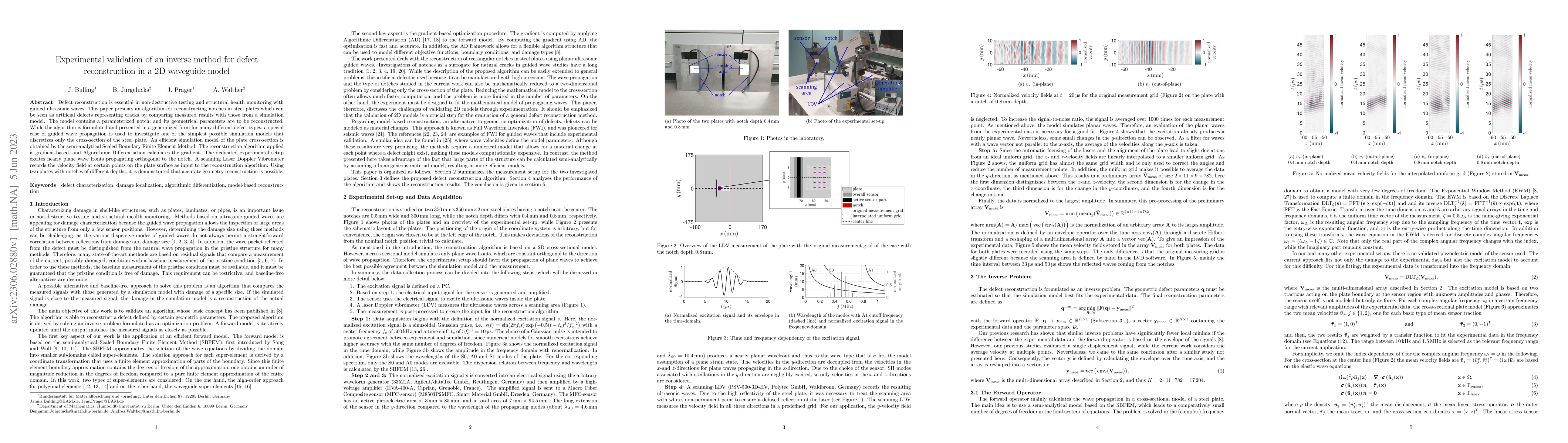 Thumbnail for Experimental validation of an inverse method for defect reconstruction
  in a 2D waveguide model