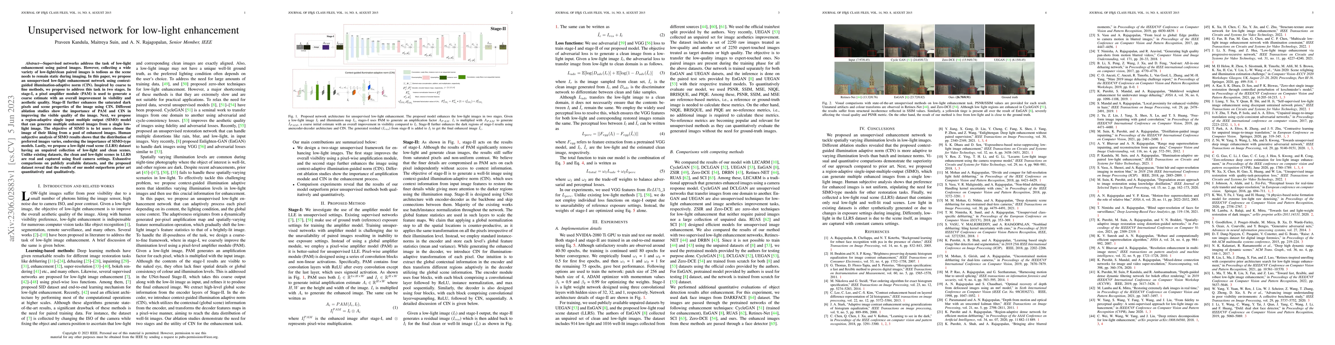 Thumbnail for Unsupervised network for low-light enhancement