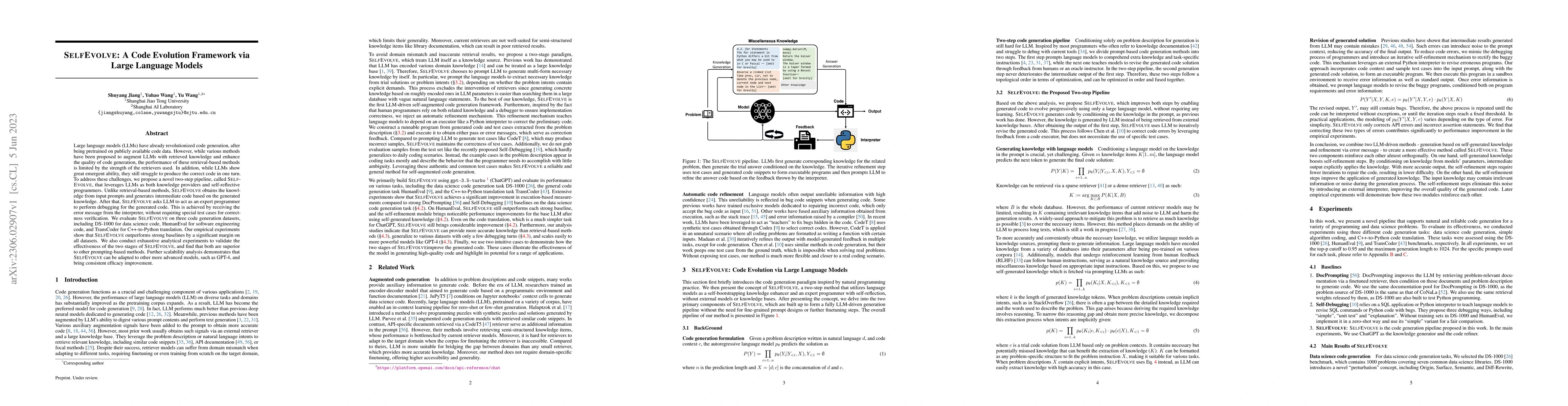 Thumbnail for SelfEvolve: A Code Evolution Framework via Large Language Models