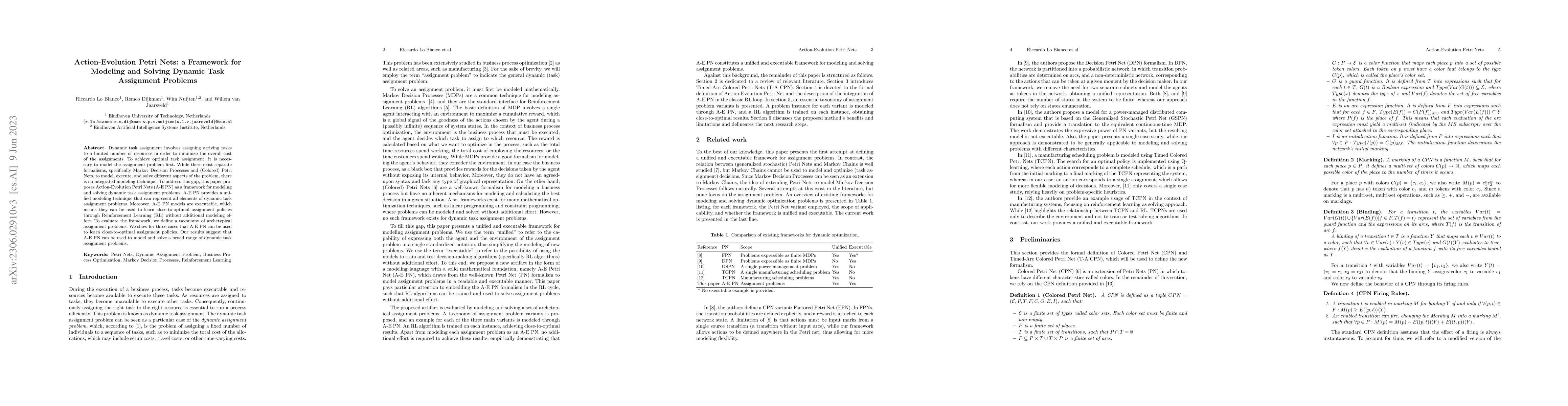 Thumbnail for Action-Evolution Petri Nets: a Framework for Modeling and Solving
  Dynamic Task Assignment Problems
