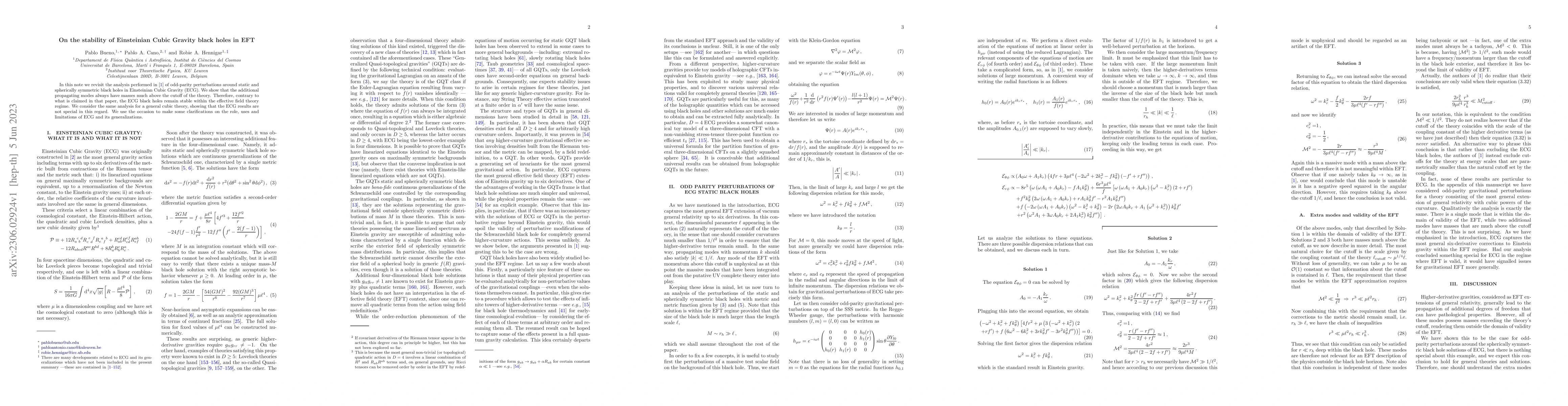 Thumbnail for On the stability of Einsteinian Cubic Gravity black holes in EFT