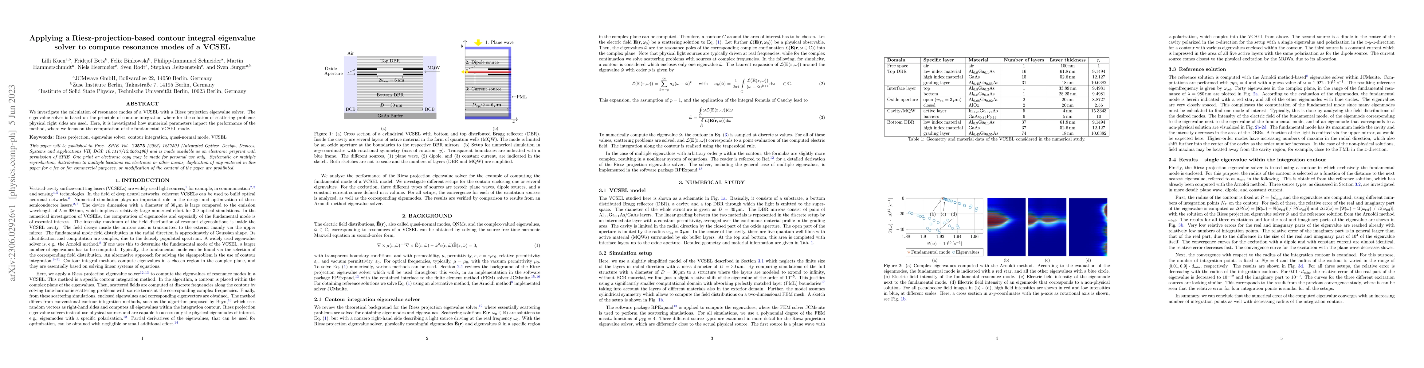 Thumbnail for Applying a Riesz-projection-based contour integral eigenvalue solver to
  compute resonance modes of a VCSEL