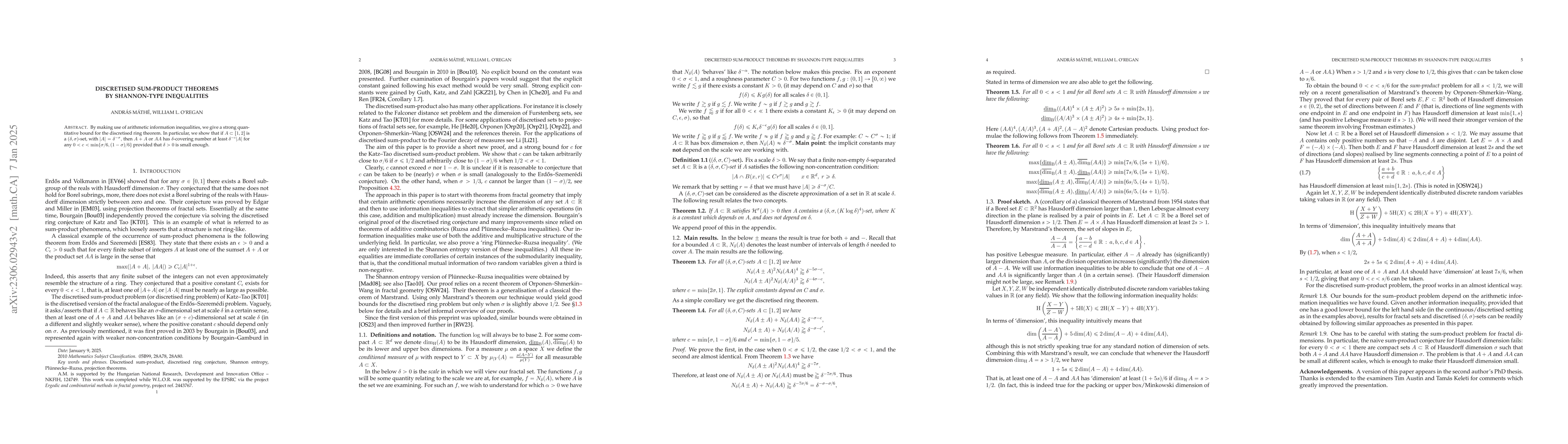 Thumbnail for Discretised sum-product theorems by Shannon-type inequalities