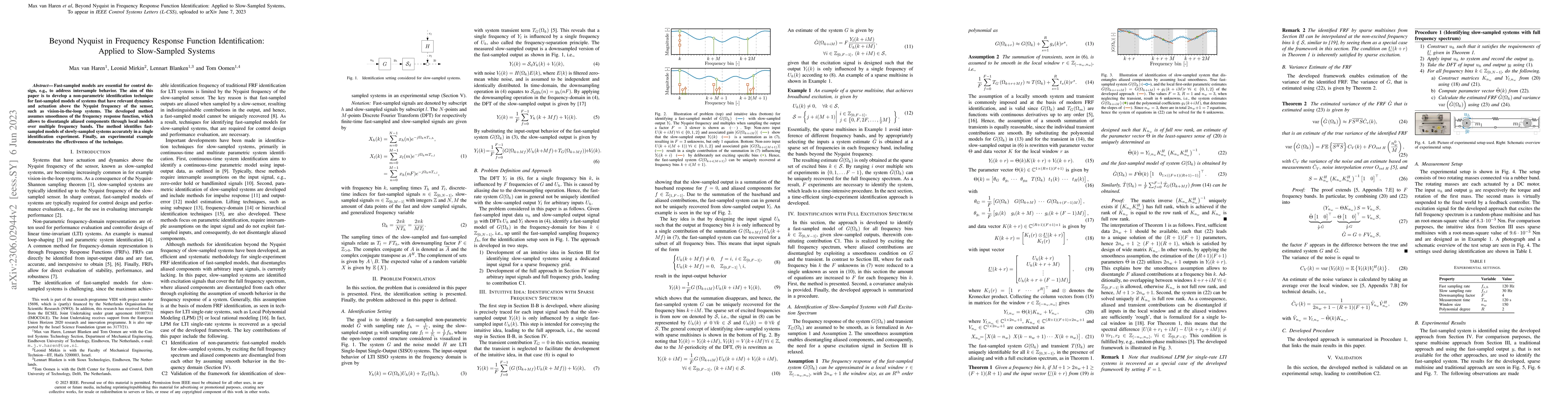 Thumbnail for Beyond Nyquist in Frequency Response Function Identification: Applied to
  Slow-Sampled Systems