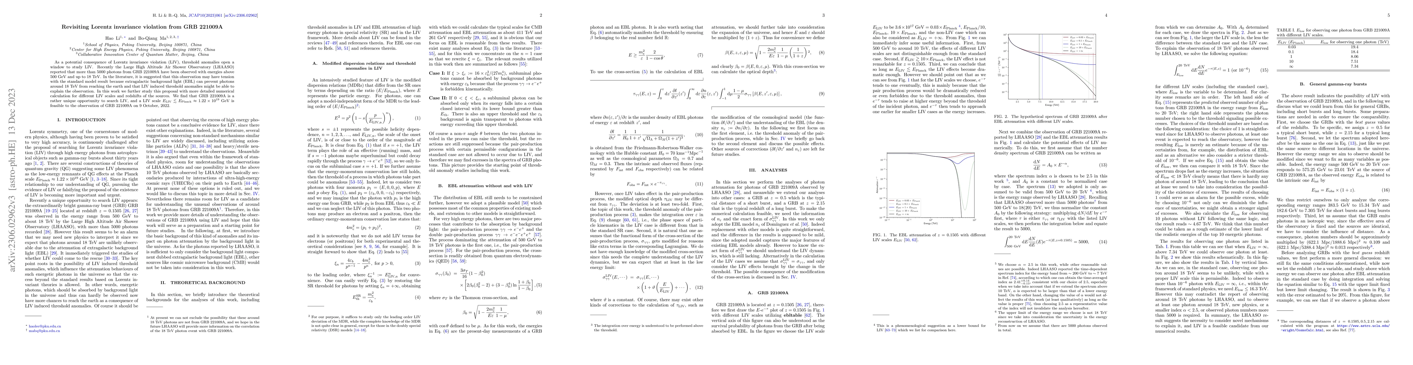 Thumbnail for Revisiting Lorentz invariance violation from GRB 221009A