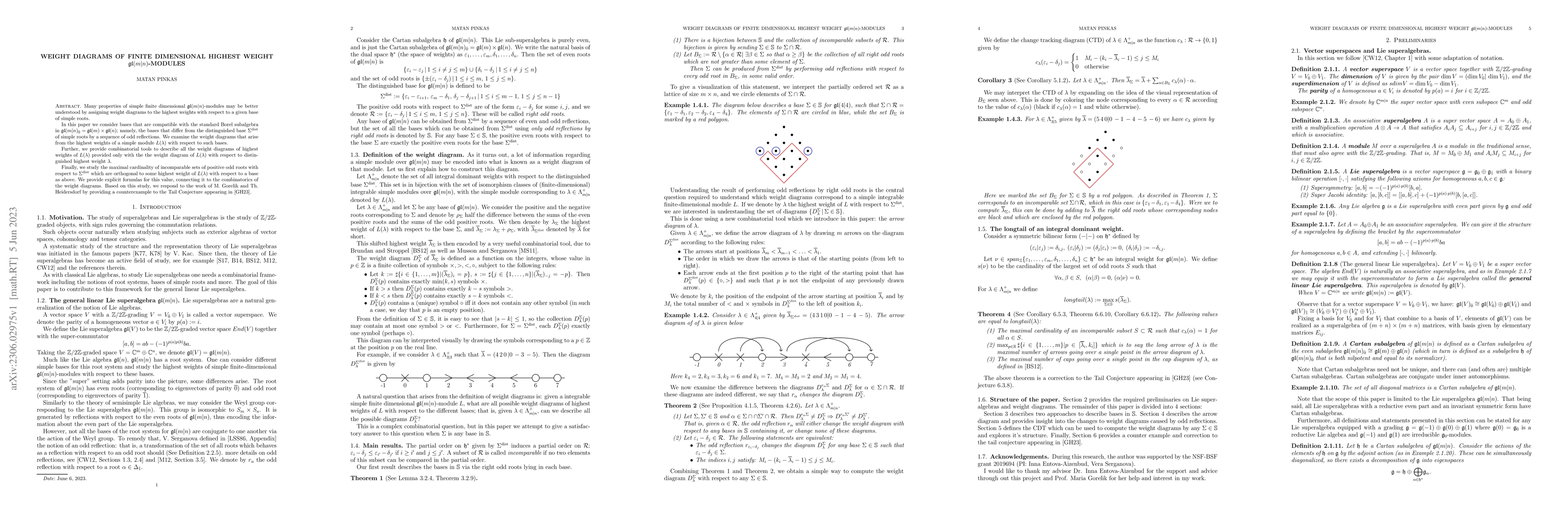 Thumbnail for Weight Diagrams of $gl(m|n)$ Modules