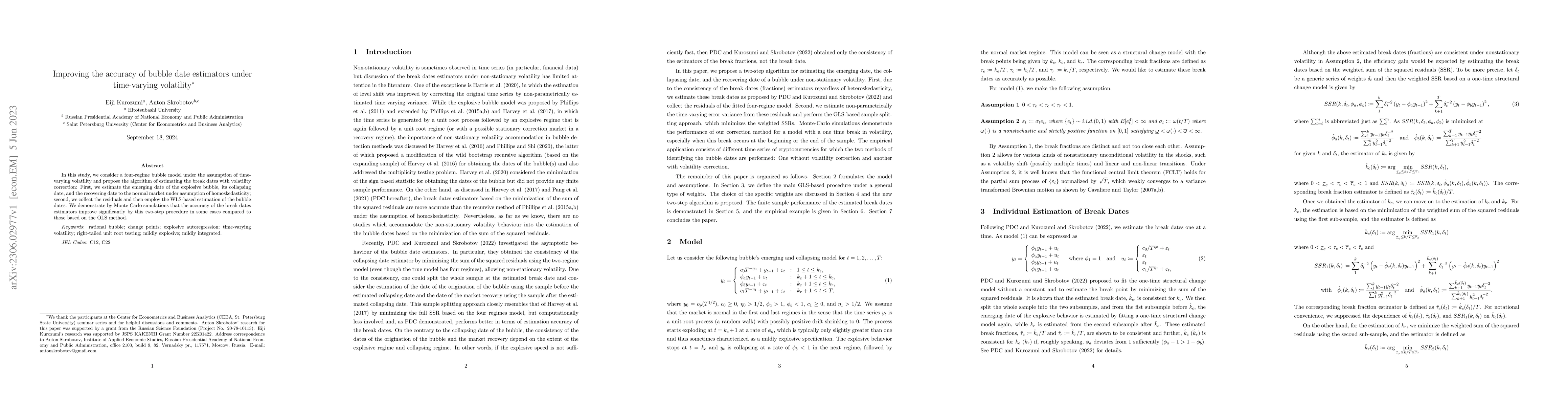 Thumbnail for Improving the accuracy of bubble date estimators under time-varying
  volatility