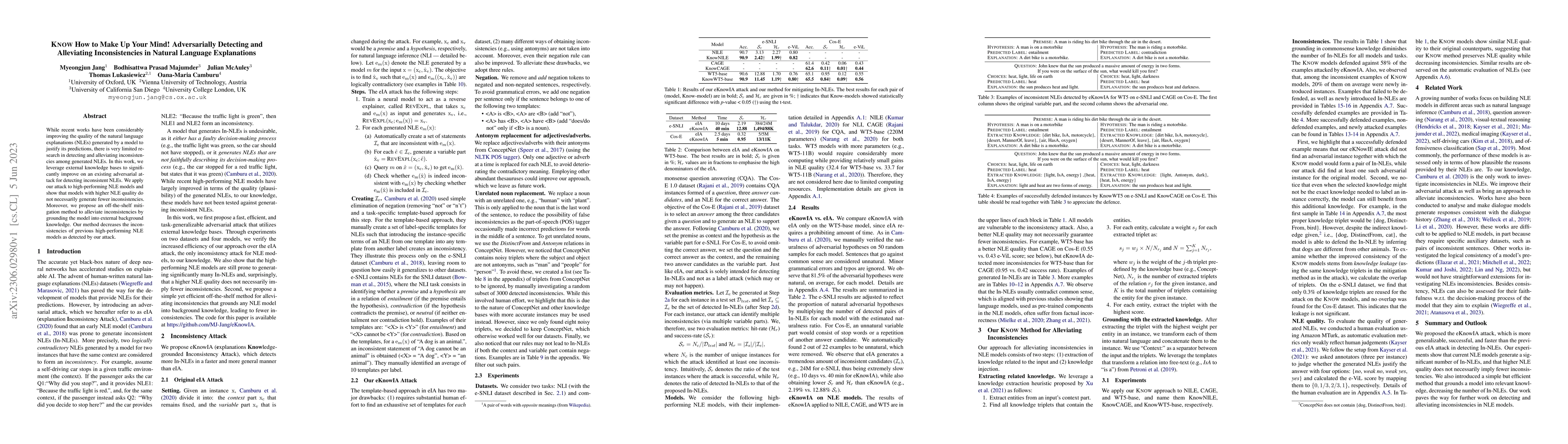 Thumbnail for KNOW How to Make Up Your Mind! Adversarially Detecting and Alleviating
  Inconsistencies in Natural Language Explanations