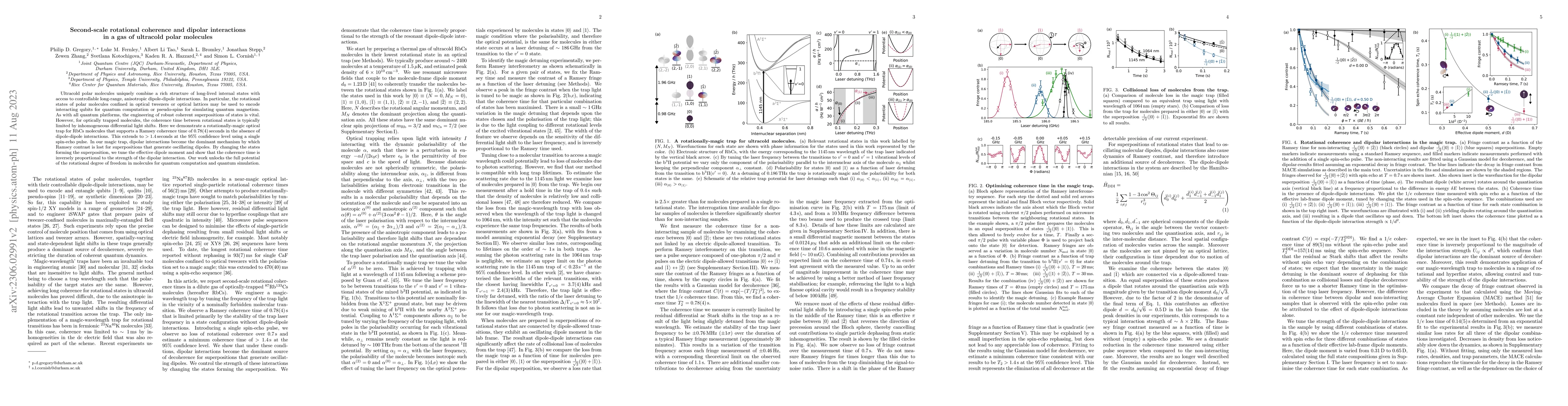 Thumbnail for Second-scale rotational coherence and dipolar interactions in a gas of
  ultracold polar molecules