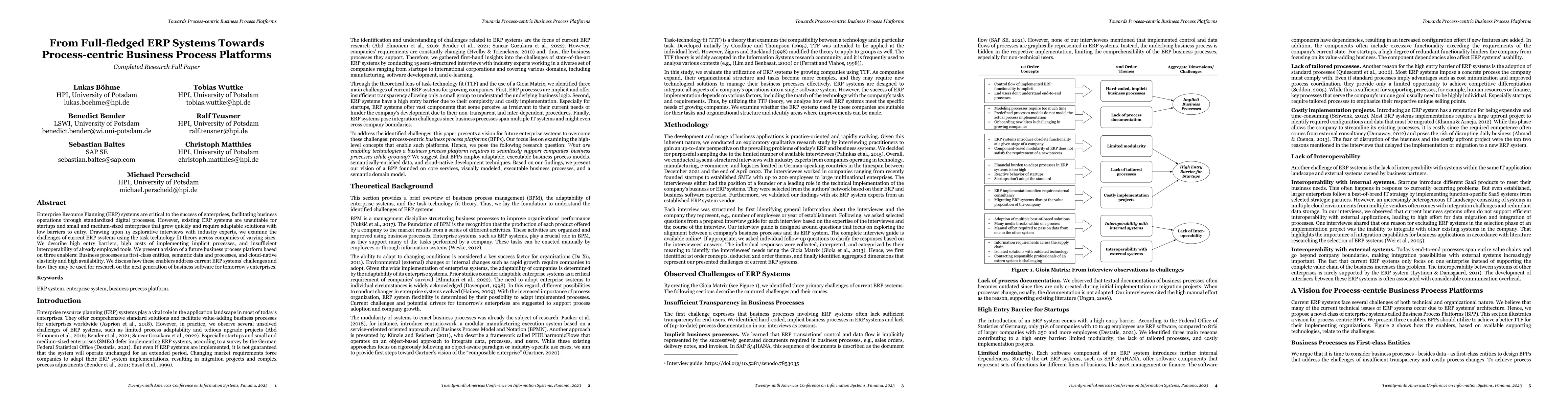 Thumbnail for From Full-fledged ERP Systems Towards Process-centric Business Process
  Platforms