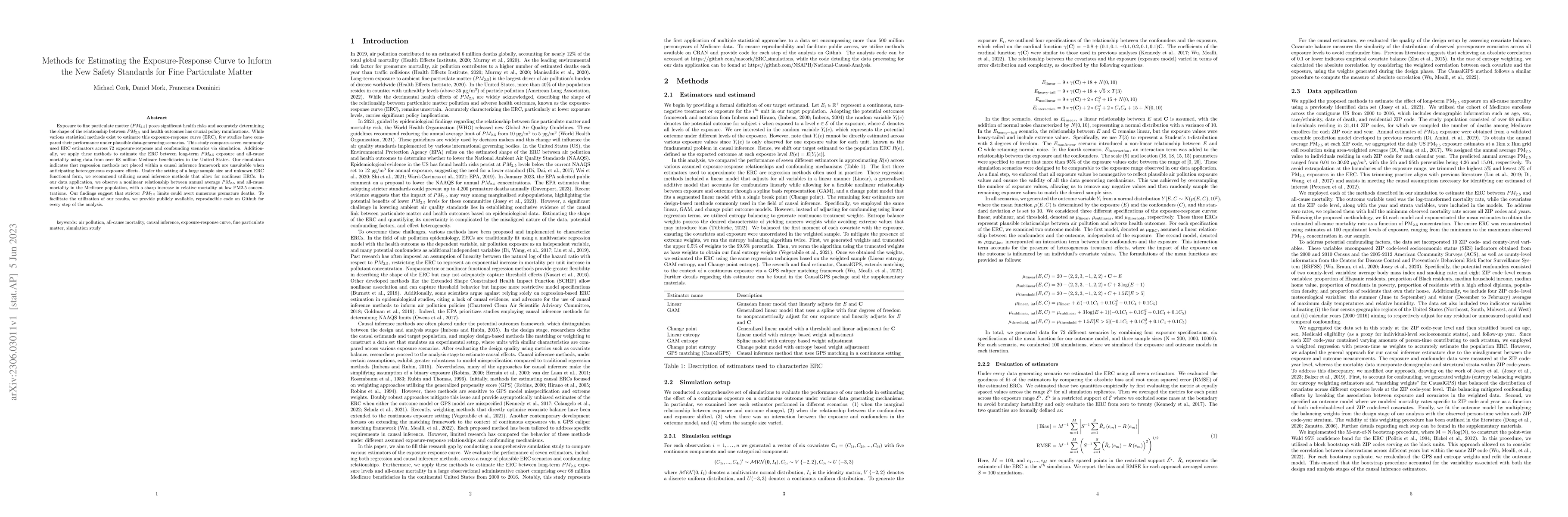 Thumbnail for Methods for Estimating the Exposure-Response Curve to Inform the New
  Safety Standards for Fine Particulate Matter