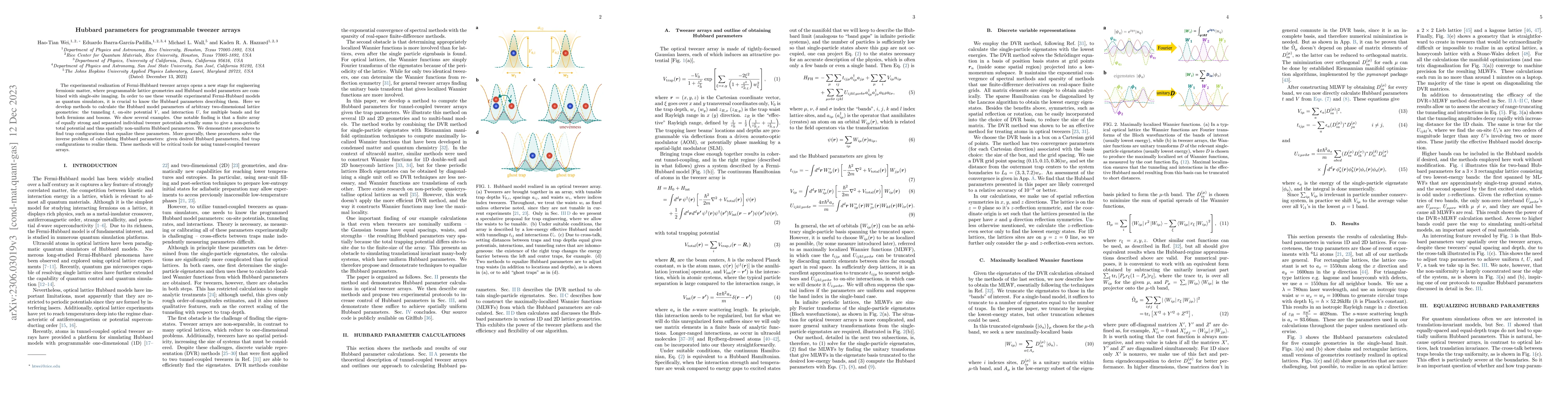 Thumbnail for Hubbard parameters for programmable tweezer arrays
