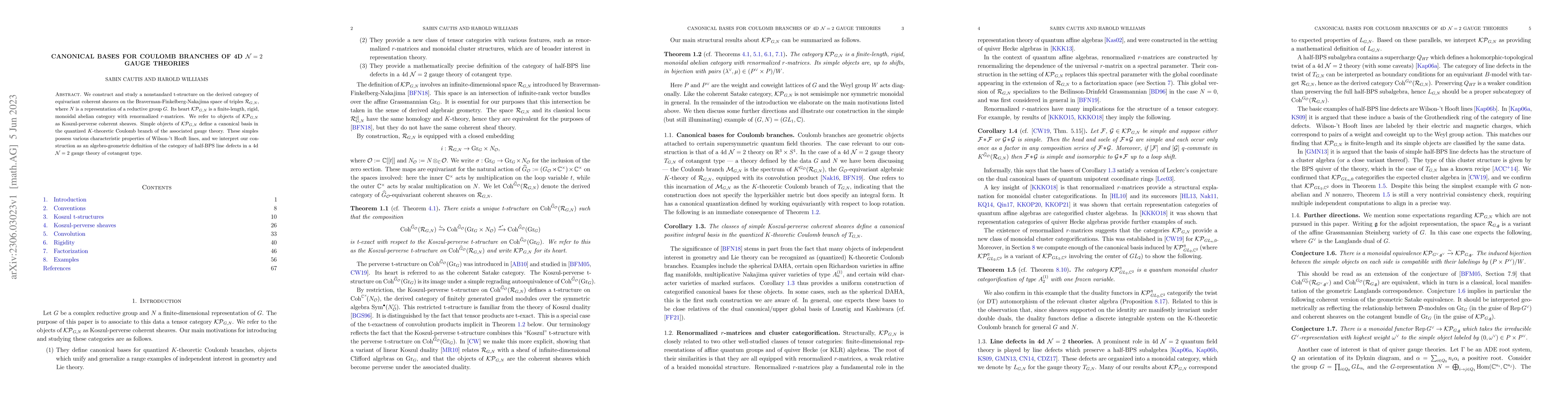 Thumbnail for Canonical bases for Coulomb branches of 4d $\mathcal{N}=2$ gauge
  theories
