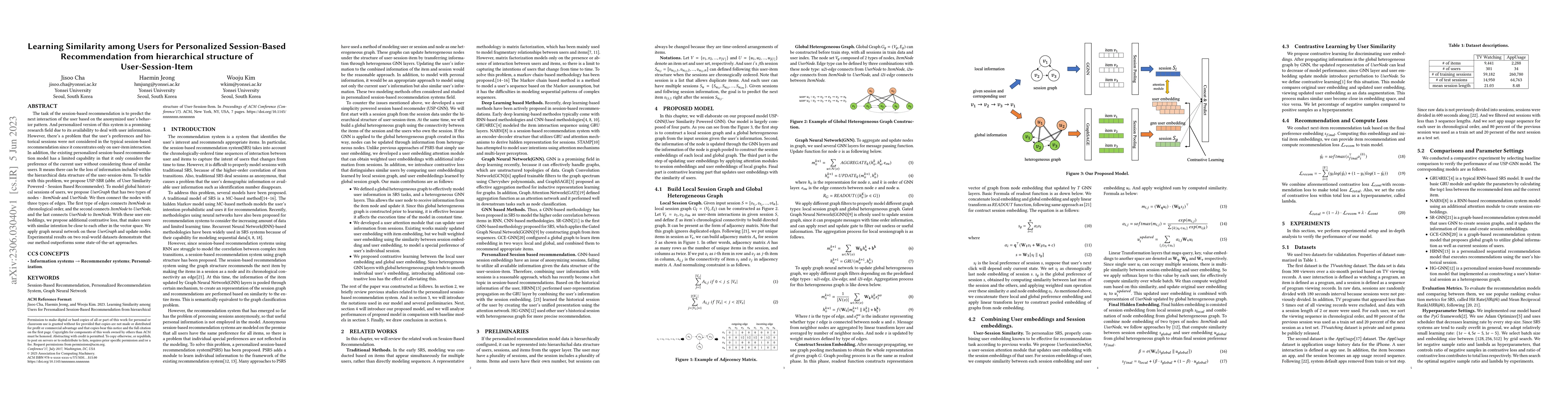 Thumbnail for Learning Similarity among Users for Personalized Session-Based
  Recommendation from hierarchical structure of User-Session-Item
