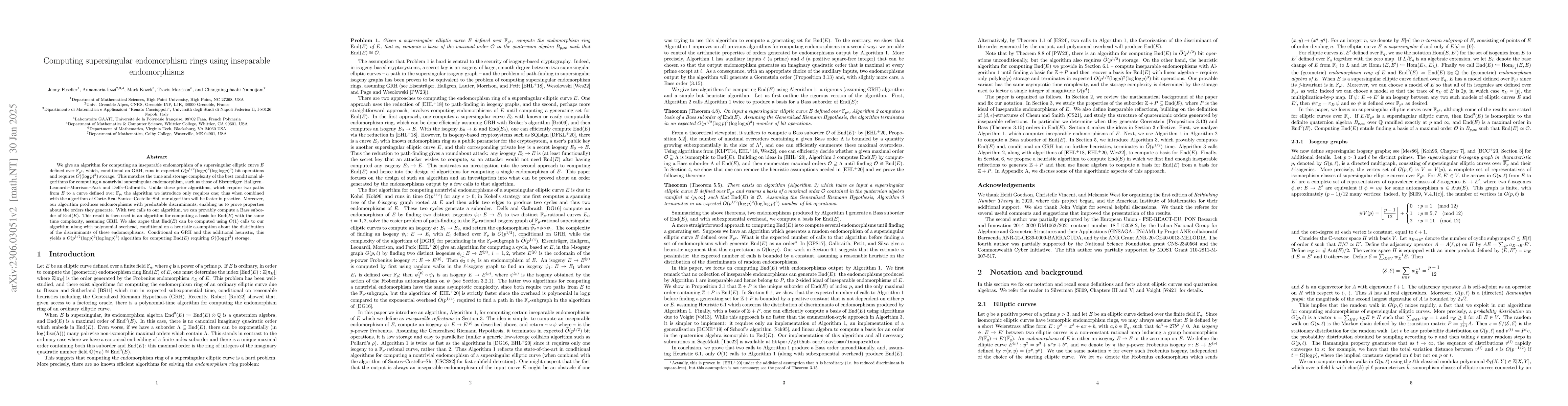 Thumbnail for Computing supersingular endomorphism rings using inseparable
  endomorphisms