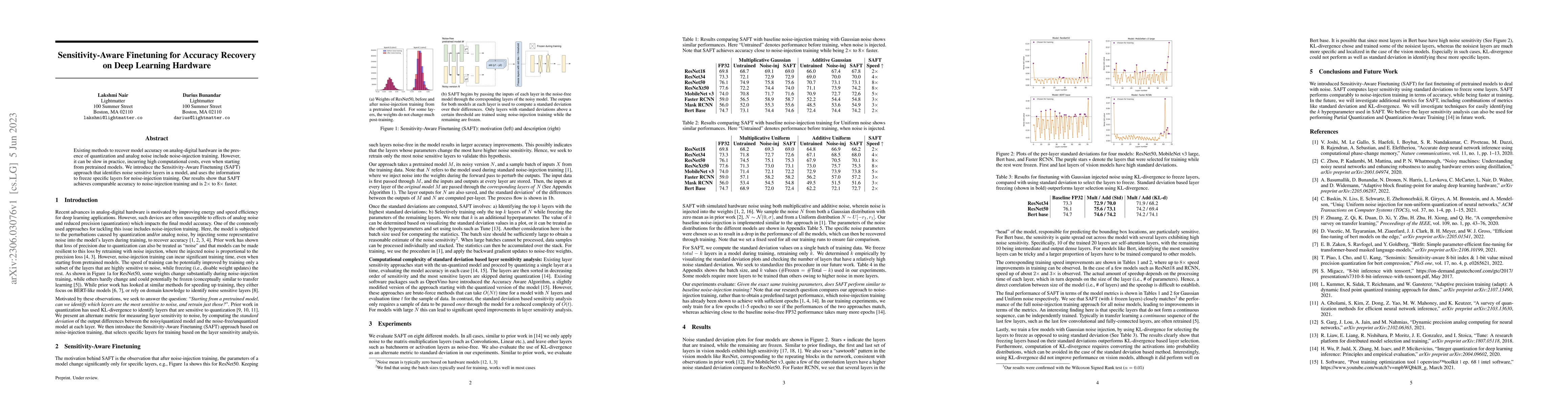Thumbnail for Sensitivity-Aware Finetuning for Accuracy Recovery on Deep Learning
  Hardware