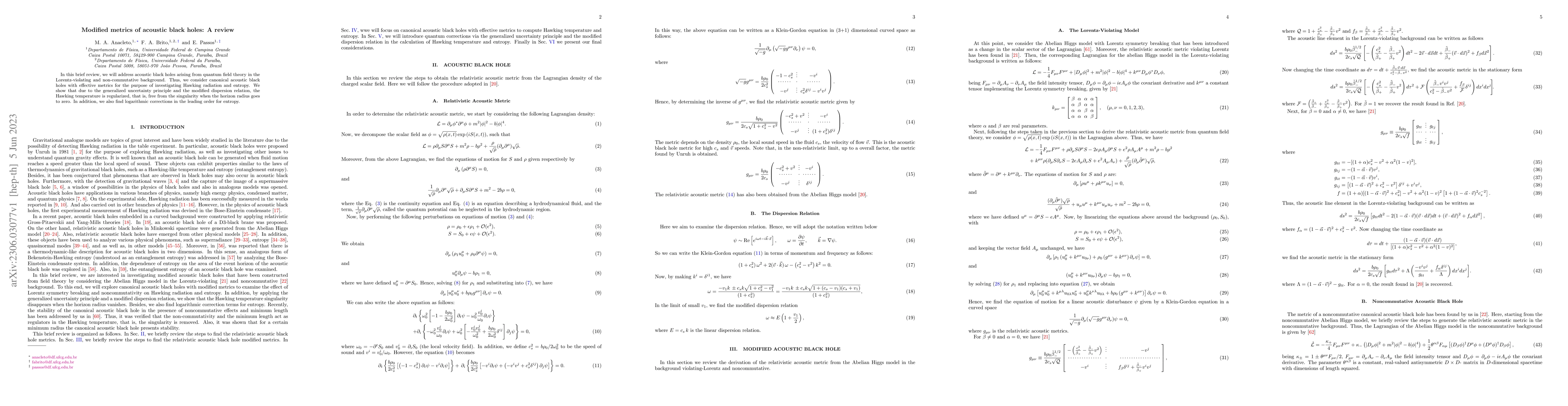 Thumbnail for Modified metrics of acoustic black holes: A review