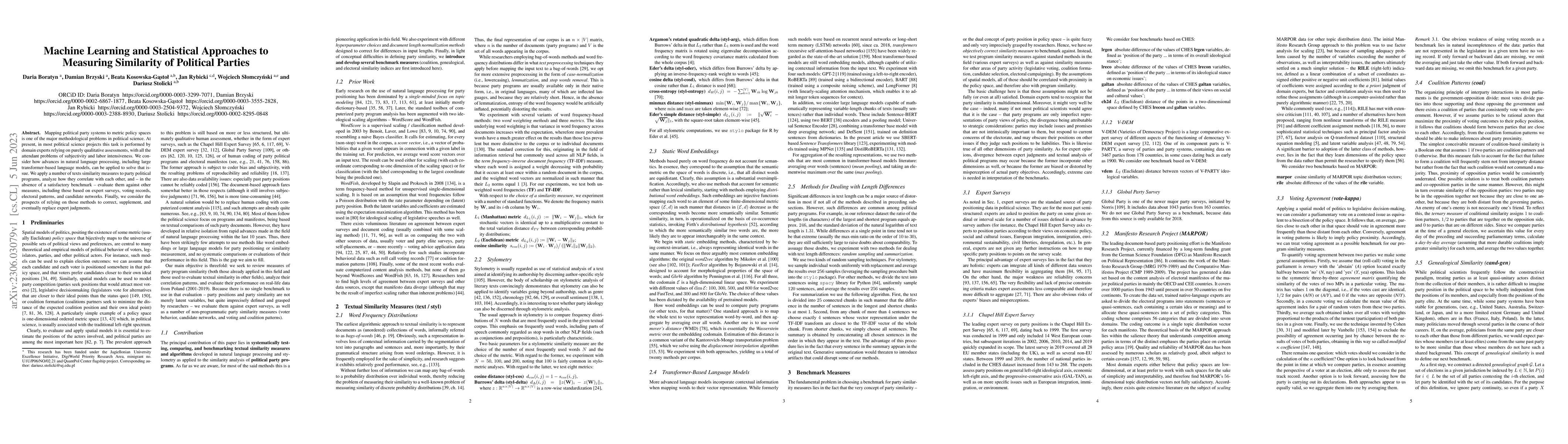 Thumbnail for Machine Learning and Statistical Approaches to Measuring Similarity of
  Political Parties